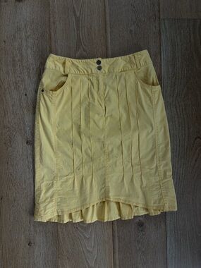 Yellow Pleated Front Women's Skirt